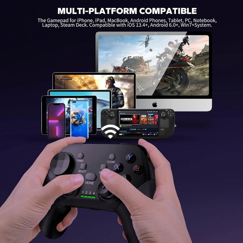 arVin Game Controller for iPhone/iOS/Android/PC/Steam Deck with Phone Holder, Turbo, Wireless Gamepad Joystick for iPhone 15/14/13/iPad/MacBook/Samsung Galaxy/Tablet, Call of Duty, Apex -Direct Play - Image 2